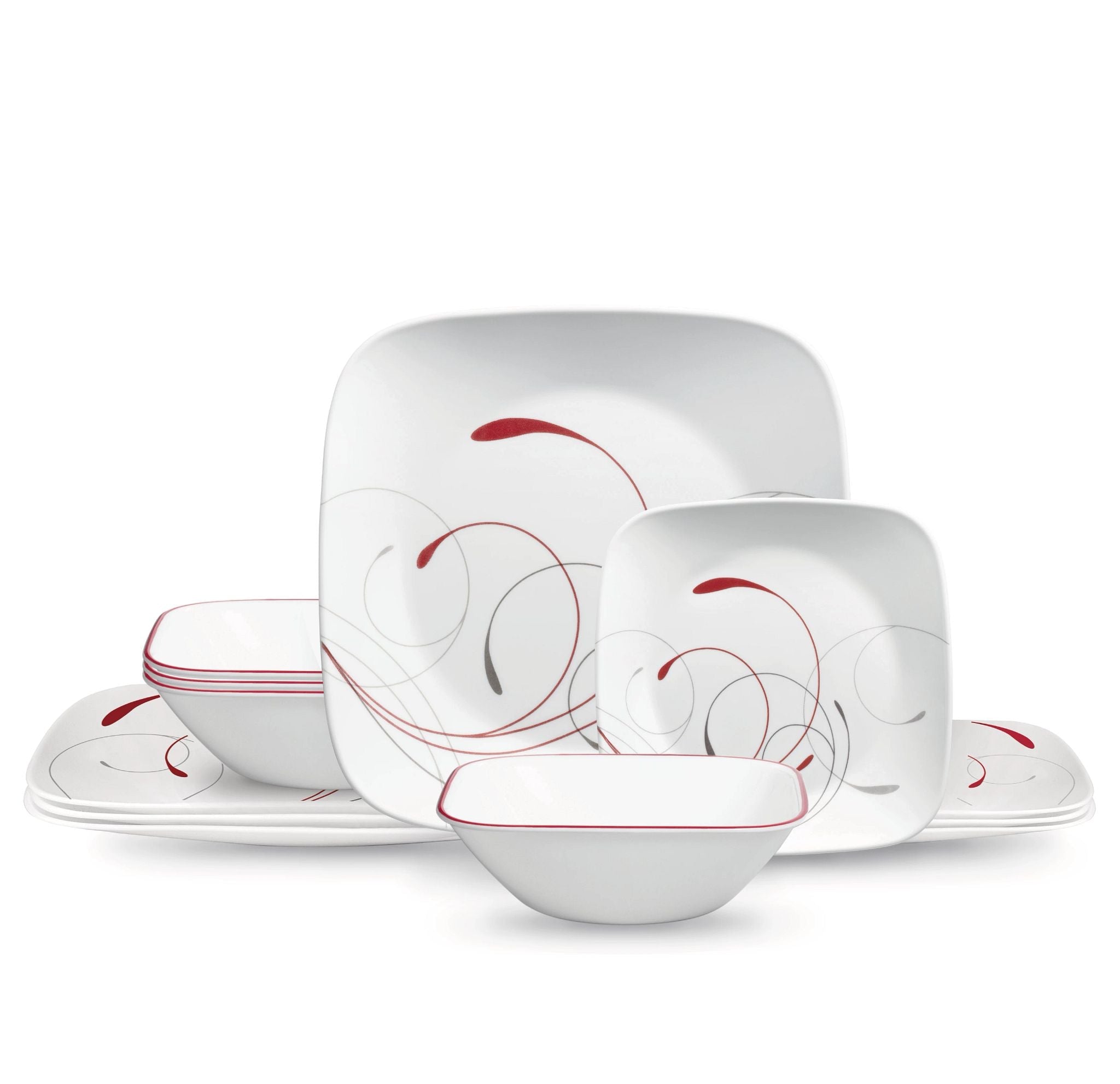 Corelle® Square Splendor 12-piece Dinnerware Set with Appetizer Plates, Service for 4