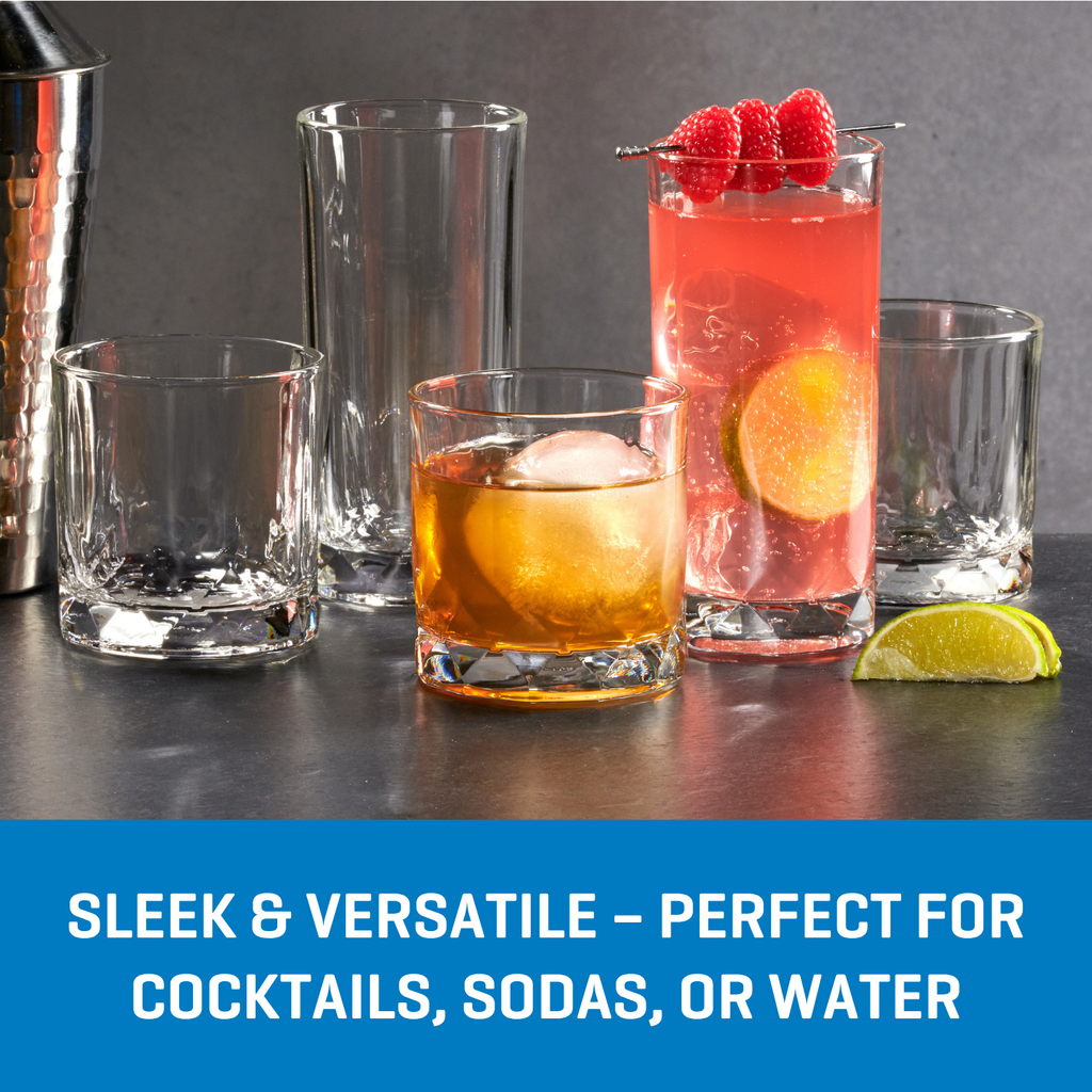 Ocean Glass Cienna Long Drink Glasses (4-Pieces), 14.5-ounce, dishwasher Safe