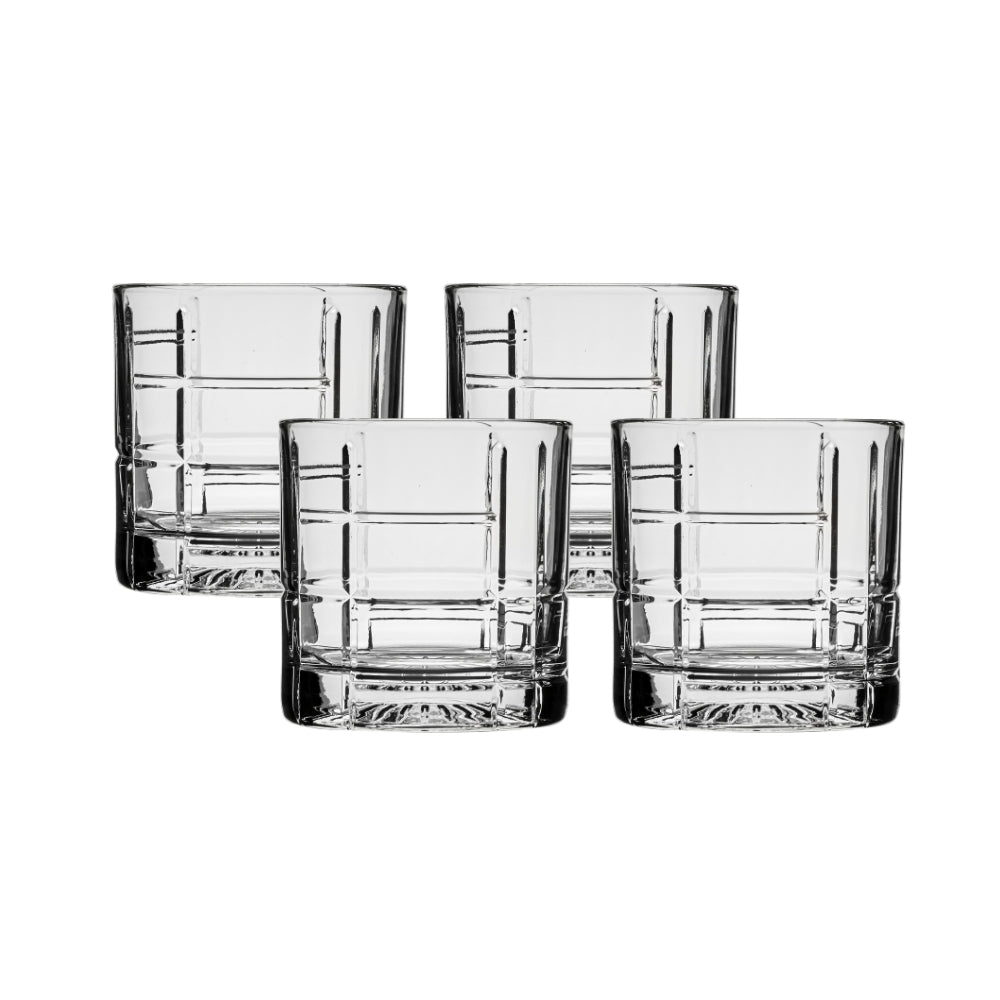 Ocean Glass Traze FTR Rocks Glasses (4-Pieces), 12-ounce, Dishwasher Safe