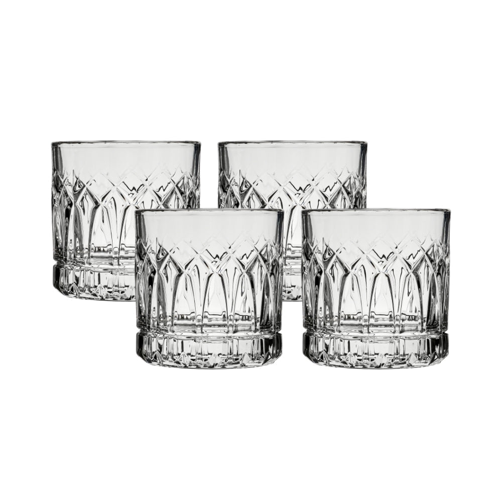 Ocean Glass Traze PST Rocks Glasses (4-Pieces), 12-ounce, Dishwasher Safe