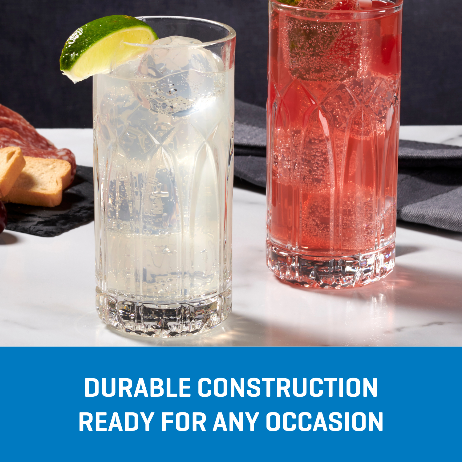 Ocean Glassware Traze PST Highball Glasses (4-Pieces), 12-ounce, Dishwasher Safe