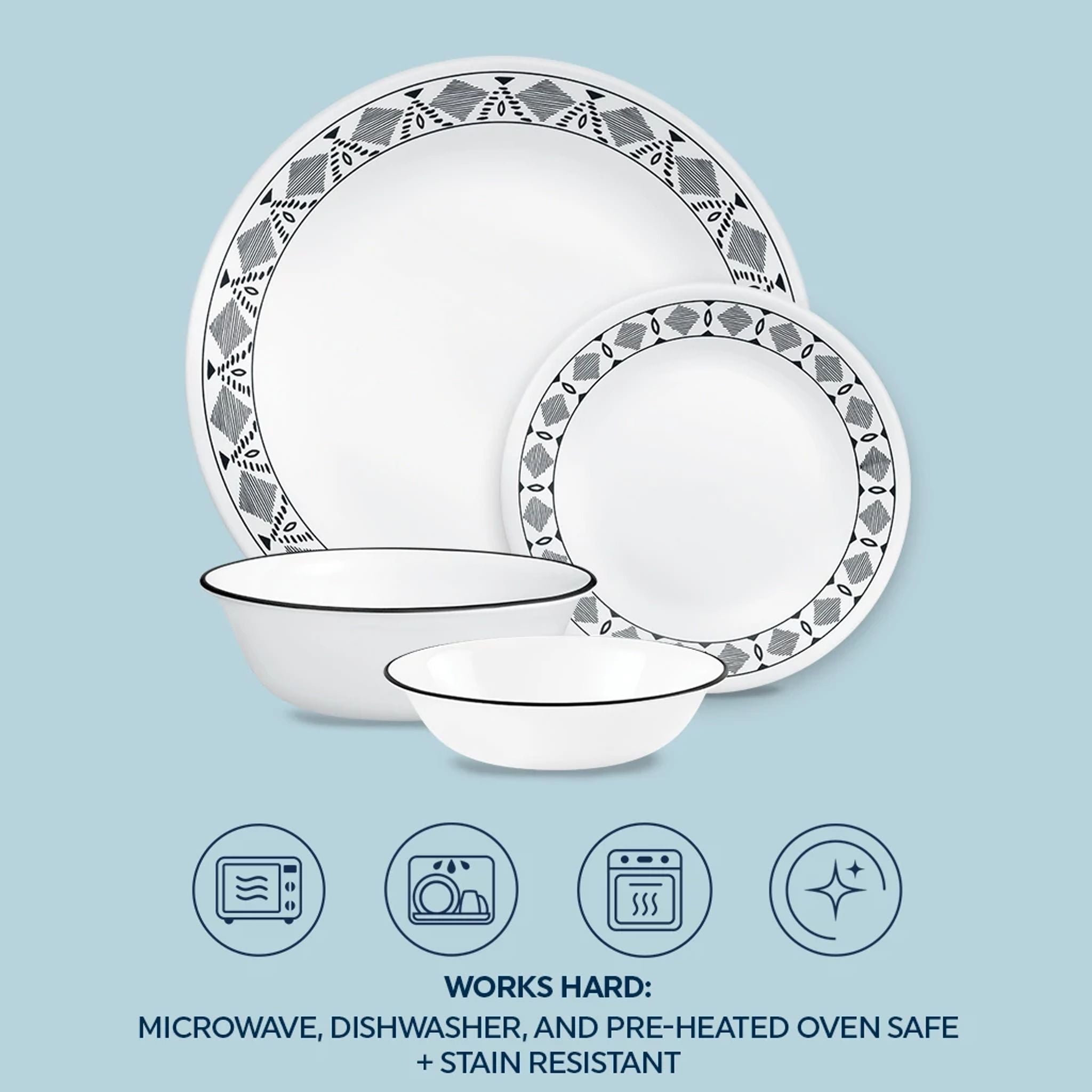 Corelle® Cusco 16-piece Mugless Dinnerware Set, Service for 4