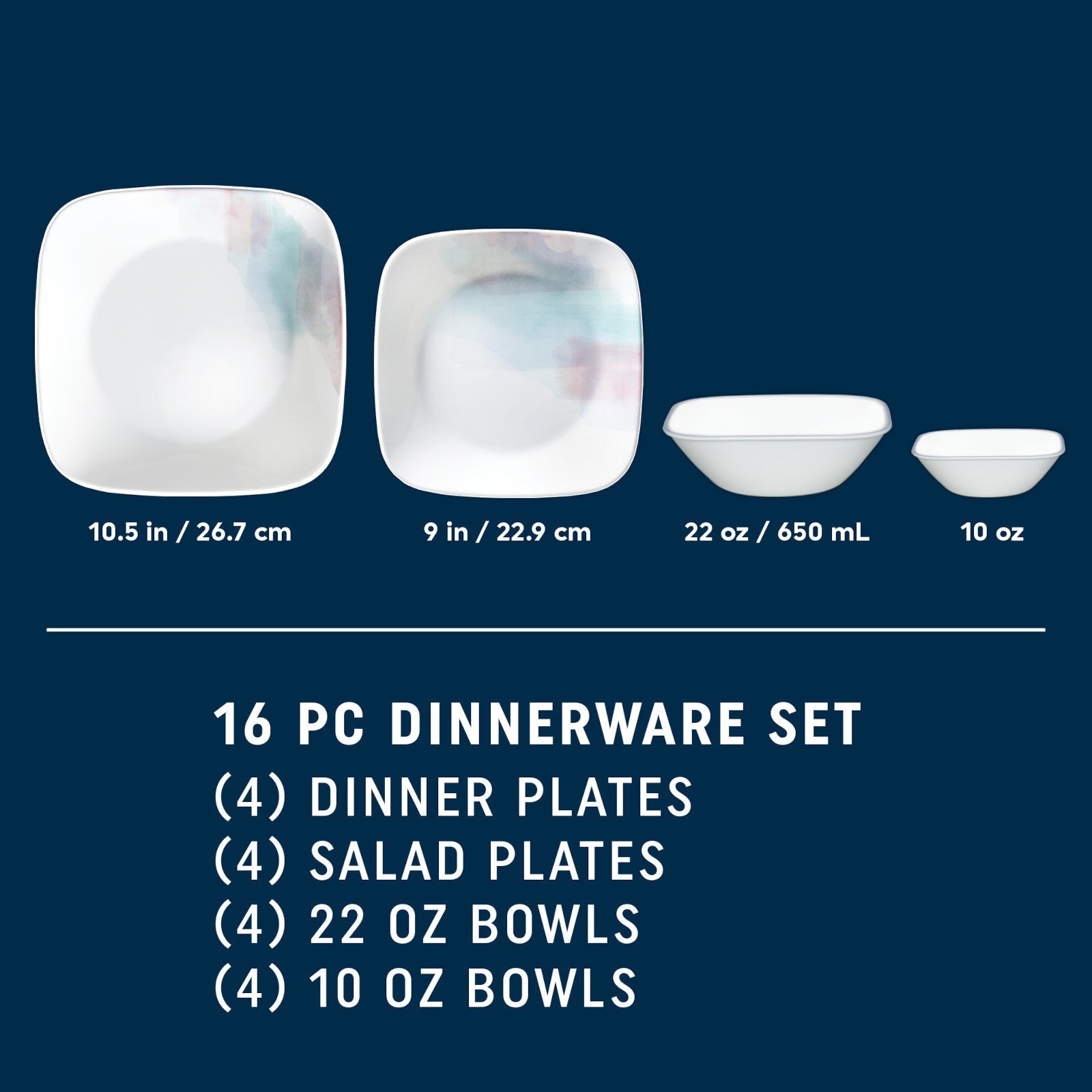 Corelle® Aquarello 16-piece Dinnerware Set, Service for 4