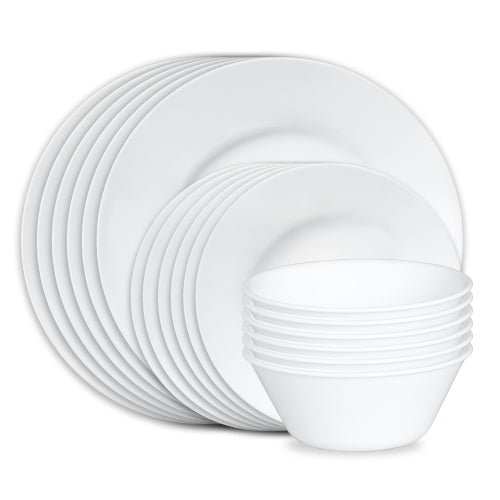 Corelle® Dazzling White Wide Rim 18pc Set, Service for 6