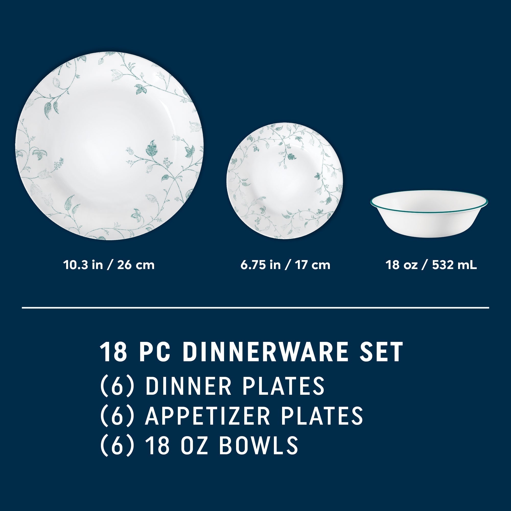 Corelle® Chambord 18-piece Dinnerware Set, Service for 6