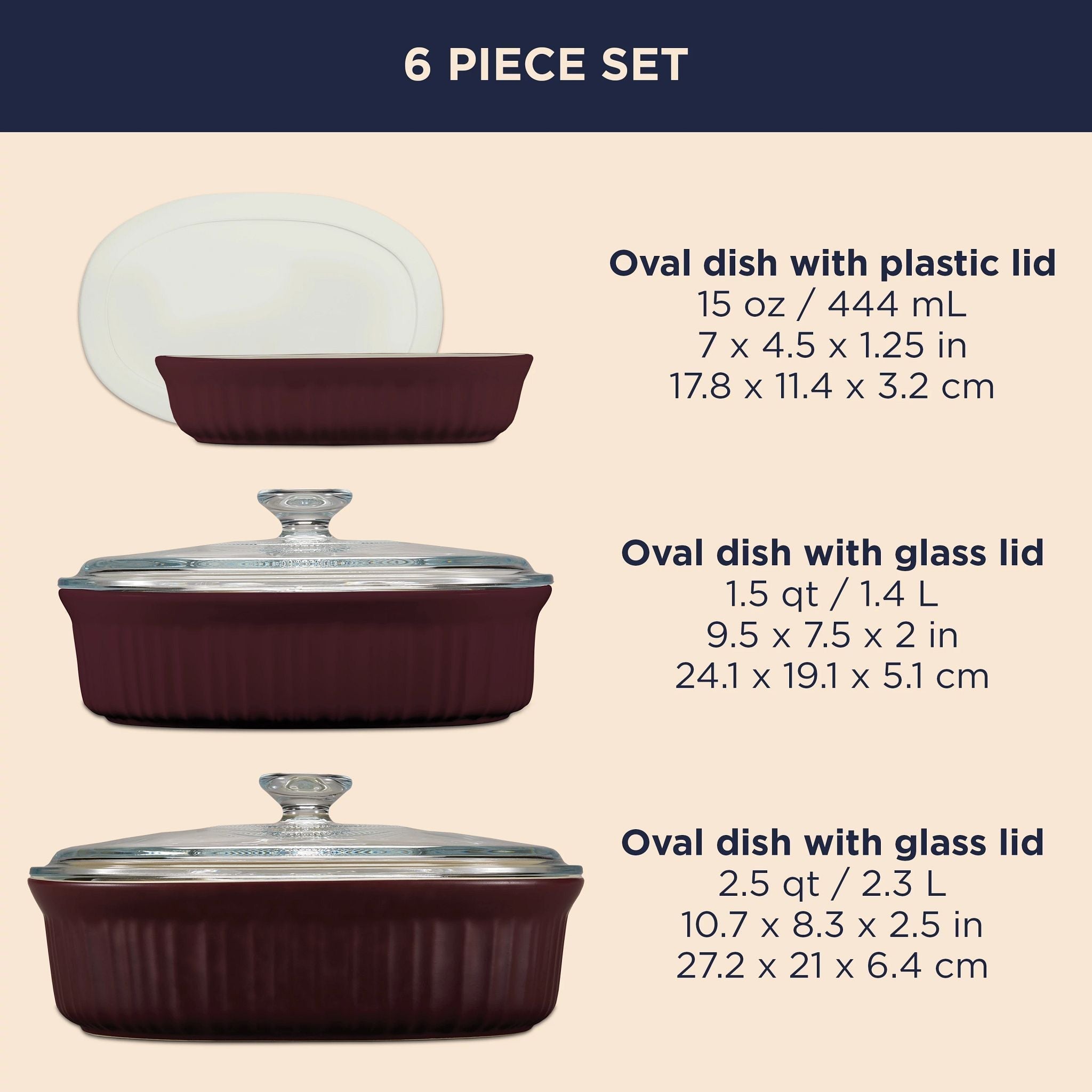 CorningWare® French Colors 6-piece Bakeware Set, Cabernet